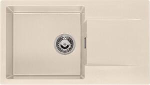 Lavello in granito Reginox con scolapiatti, vasca sinistra, Amsterdam 43 Caffe Silvery 40x37,5 cm R33470