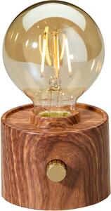 Lampada da tavolo LED vintage a forma di lampadina a incandescenza Edison, ricaricabile tramite USB-C, dimmerabile con interruttore rotante – decorazione moderna in noce