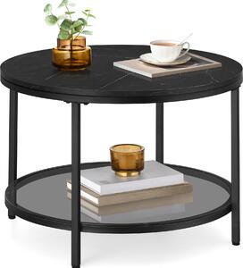 VASAGLE Tavolino da salotto, stile moderno, 65 x 46 cm (Ø x H), nero marmo-nero inchiostro