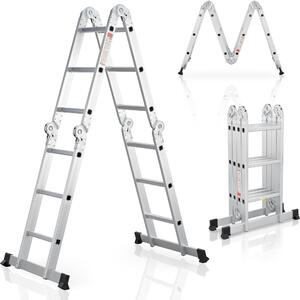 Scala multifunzionale Juskys in alluminio 3,6 m pieghevole - portata fino a 150 kg