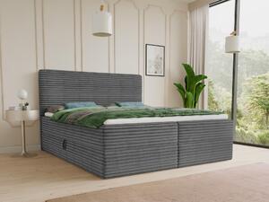 Letto boxspring Mollo con 2 cassetti, letto matrimoniale con materasso Bonell e topper, letto imbottito in morbido velluto a coste, letto, letto box, struttura letto per camera da letto (grafite (Tilia 90), 180 x 200 cm)