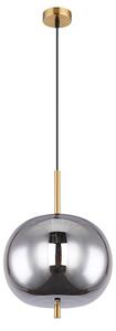 Lampada a sospensione, fumo, rotonda, opaca, ottone, vetro