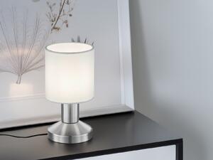 Lampada da tavolo LED TOUCH con paralume in tessuto bianco Lampade da comodino classiche di design
