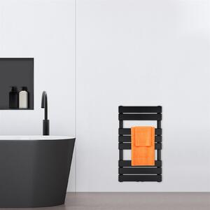 VILSTEIN radiatore da bagno, radiatore da bagno, radiatore per asciugamani attacco laterale e attacco centrale, radiatore da bagno a pannello piatto, radiatore per asciugamani a pannello, nero, 376W, 80x45 cm