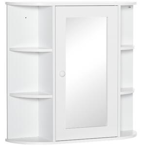Homcom Mobiletto Pensile con Specchio e Mensole per Bagno in Legno Bianco 66 x 17 x 63 cm|Aosom