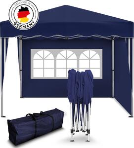 Gazebo pieghevole Kronenburg 3x3 m - Impermeabile, protezione UV 50+, 2 pareti laterali, blu