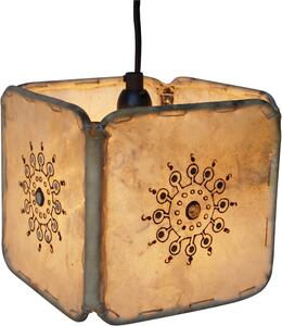 Lampada da soffitto / lampada a sospensione Henna in pelle Karachi - Bianca, pelle, ferro, 16*16*16 cm, lampade da soffitto orientali