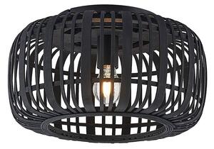Plafoniera Lindby Canyana, nero, rattan, Ø 40 cm