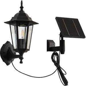 Lindby LED solare da parete Sayata, nero, alluminio, lanterna