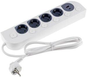 Multipresa con prese di ricarica USB a comando indipendente, 4 prese, cavo da 1,5 m