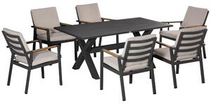 Outsunny set da pranzo 7 pezzi con cuscini set di mobili da giardino alluminio plastica
