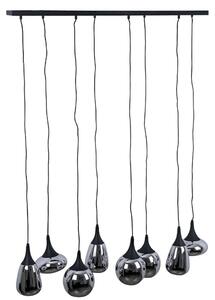 Lampada a sospensione, metallo nero, vetro cromato, H 150 cm