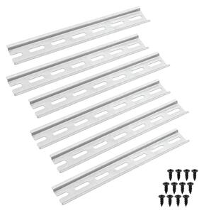Set di 6 guide DIN in alluminio Offgridtec – 6x20 cm, larghezza 35 mm, altezza 7,5 mm, spessore 1,2 mm, quadro elettrico