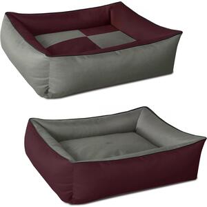 BedDog 2in1: cuccia lavabile per cani con bordo, CHERRY-ROCK (bordeaux/grigio), (XXL) ca. 120x85x23 cm