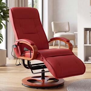 Lettino relax ARLES II, poltrona relax con funzione massaggio ~ in pelle, rosso