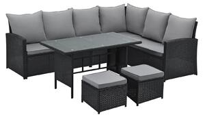 SVITA Monroe Set da giardino in polyrattan Mobili da salotto Set da giardino Nero
