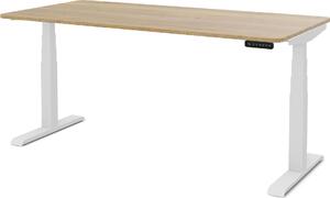 ASSMANN Scrivania elettrica regolabile in altezza Pitino Curved in rovere naturale bianco, 160x70 cm, funzione memoria, protezione anticollisione