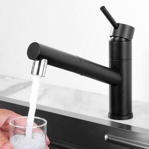 Rubinetto da cucina nero con erogatore estraibile e girevole a 150°