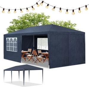 Tenda per feste Juskys 3x6 m blu con tetto e pareti laterali - 18 m² di protezione solare all'aperto