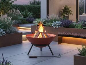 Braciere da giardino APACHO, design effetto ruggine, base nera inclinabile