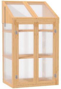 Serra da semina in legno Outsunny, mini serra 70 x 50 x 120 cm, serra marrone