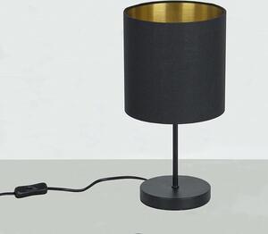 Lampada da tavolo *SOUL* paralume in tessuto nero-oro incl. lampadina LED