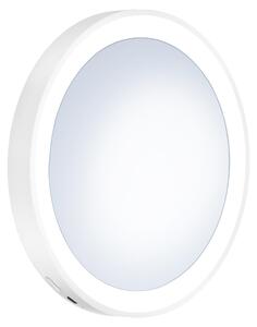 Specchio da trucco - Ø 12 cm - Bianco - Plastica - con illuminazione a LED