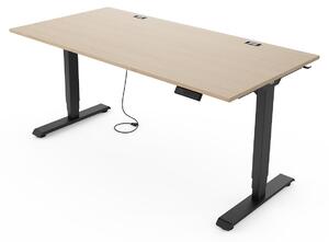 Yaasa Desk Essential Scrivania regolabile in altezza elettricamente 160 x 80 cm, rovere chiaro/nero – 4 impostazioni memorizzabili, indicatore di altezza, sensore antiurto e passacavi