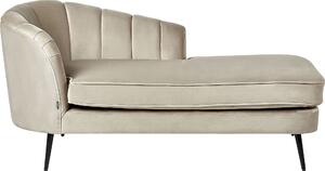 BELIANI Sedia pigra con rivestimento in velluto beige gambe in metallo nero lato sinistro design moderno arredamento per soggiorno