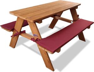 Coemo Set di sedute per bambini Marrone rossiccio Tavolo da picnic con imbottitura Tavolo da gioco Tavolo da giardino Legno
