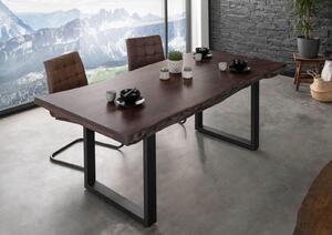 MASSIVMOEBEL24 | FREEFORM 5 Tavolo da pranzo in legno di acacia - laccato marrone / gambe in ferro - antracite mat 220x100x77