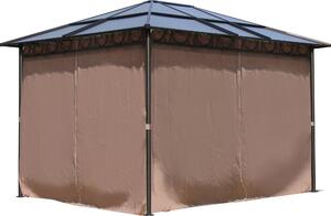 Gazebo da giardino in metallo con tetto rigido 3x3,6 m con 4 pannelli laterali in policarbonato alveolare
