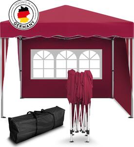 Gazebo pieghevole Kronenburg 3x3 m - Impermeabile, protezione UV 50+, 2 pannelli laterali, rosso