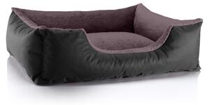 Letto per cani BedDog TEDDY, divano per cani lavabile con bordo e cuscino, BLACK-FIELD (nero/marrone), (L) ca. 80x65x18 cm