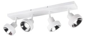 Lampada a soffitto, 4 luci, faretti orientabili, finitura bianca opaca, larghezza 60 cm