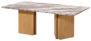 MASSIVMOEBEL24 | Tavolino da salotto in legno di mango 130x70x45 beige laccato / marmo beige LUGANO #103