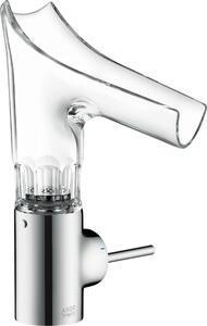 Hansgrohe AXOR Starck V mitigeur monocommande de lavabo 140 avec bec verseur en verre et vidage escamotable - taille facettée, 12123000, 12123000