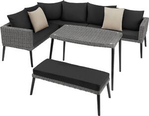 Tectake® Rattan Lounge Pula con telaio in alluminio e pregiata lavorazione in vimini