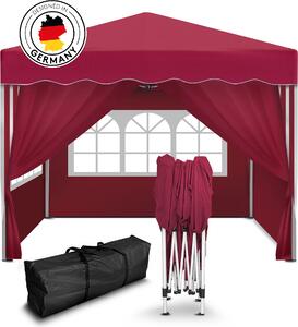Gazebo pieghevole Kronenburg 3x3 m - Impermeabile, protezione UV 50+, 4 pareti laterali, rosso