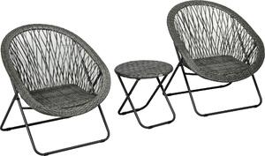 Set di mobili da giardino Outsunny, composto da 3 pezzi: un divano, un tavolino e 2 sedie, colore grigio