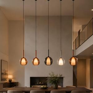 S.luce Belluna gallery lampada a sospensione in vetro 500cm con cavo tessile marrone Ø 24cm tondo