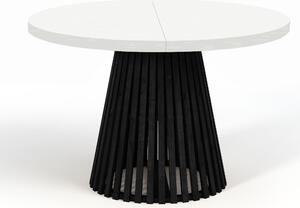 Tavolo da pranzo rotondo pieghevole DOVER con doghe, diametro: 90 / 140 cm, colore: bianco / nero
