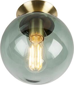 QAZQA - Plafoniera Art Déco I plafoniera I lampada I lampada in ottone con paralume in vetro verde - Pallon I soggiorno I camera da letto - a sfera I a forma di sfera - LED adatto E27