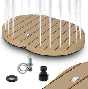 CCLIFE doccia da giardino doccia da esterno, doccia da giardino, doccia a pavimento da esterno, doccia con ruota per i piedi, fontana altezza 4m, PP, CushHom, colore: aspetto legno