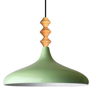 Champion Q lampadario singolo in legno, luce a sospensione verde menta