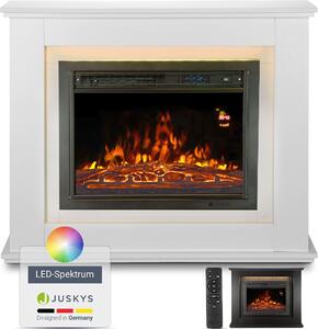 Caminetto elettrico Juskys 1000 / 2000 W - caminetto a piantana con riscaldamento, LED e timer - bianco