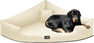 Tierlando® TRIVIA | Letto ortopedico angolare per cani in Pelle finta letto a triangolo - Dimensioni: 120x120cm | Colore: 05 crema
