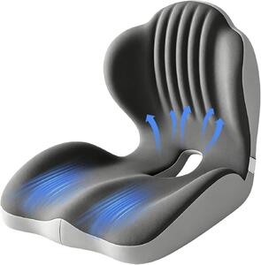 Cuscino per seduta a forma di L, in memory foam, con supporto lombare, antiscivolo, traspirante, per sedia da ufficio