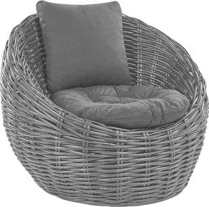 BELIANI Poltrona da giardino in rattan naturale wicker nero con cuscino in poliestere Arredo esterno di design moderno