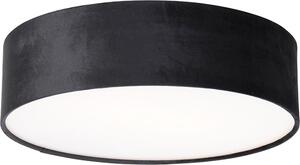 QAZQA - Plafoniera moderna I plafoniera I lampada I luce nera 40 cm con interno oro I ottone - Tamburo con paralumeI 2 luci I soggiorno I camera da letto - cilindro tessile - LED adatto E